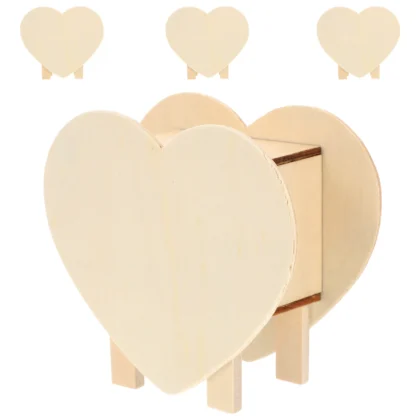 Tirelires en bois à décorer en forme de coeur (lot de 4)