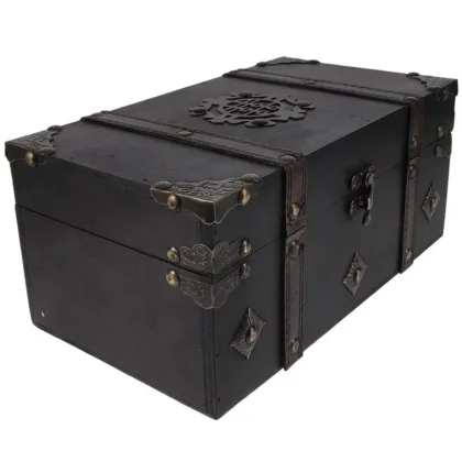 Coffre Trésor Pirate Bois Rétro – Boîte à Bijoux Vintage
